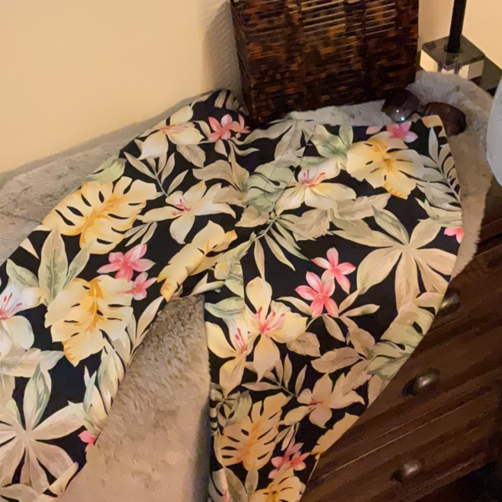 Talbots Petite Floral Silk Wide Leg Pants